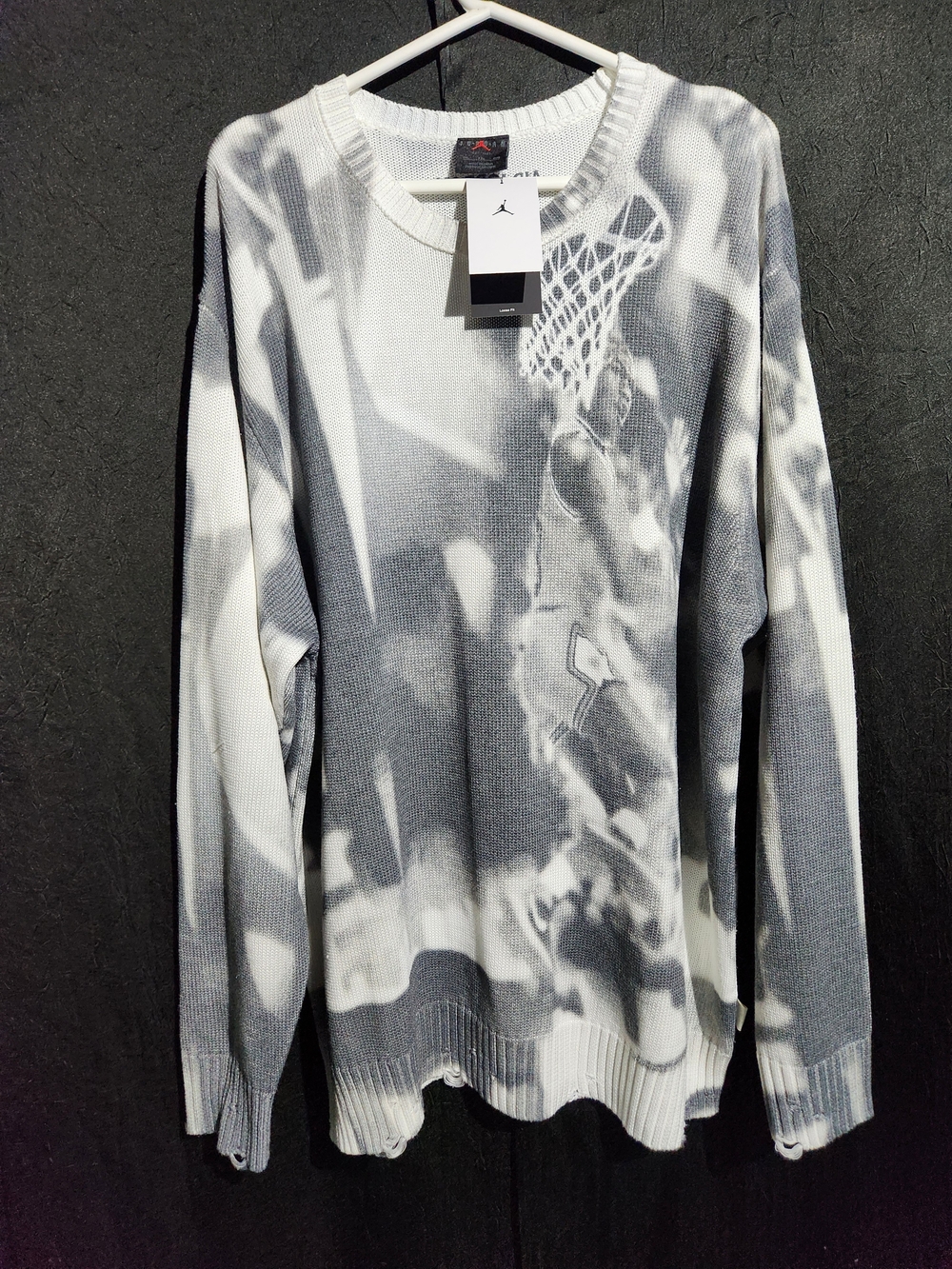 Jordan Men's Gray & White Graphic Crewneck Sweater